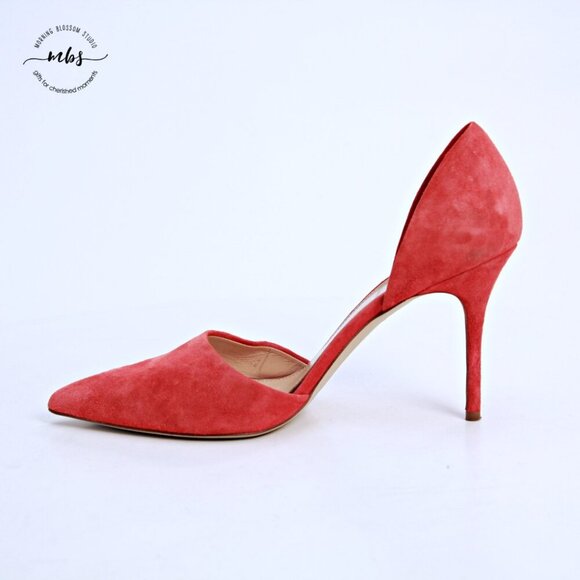 J. Crew Elsie Leather Pointed Toe Heel Pumps Orange Red Women 8.5 - Picture 7 of 14